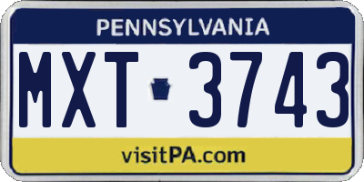 PA license plate MXT3743