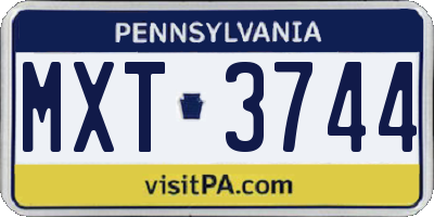 PA license plate MXT3744