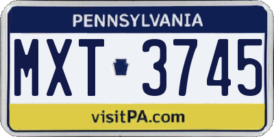 PA license plate MXT3745