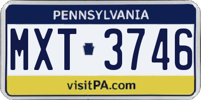 PA license plate MXT3746