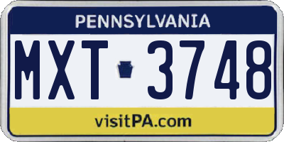 PA license plate MXT3748