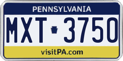 PA license plate MXT3750