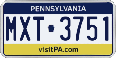 PA license plate MXT3751