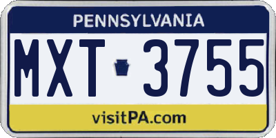 PA license plate MXT3755