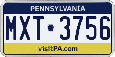 PA license plate MXT3756