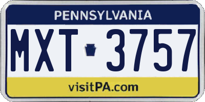 PA license plate MXT3757