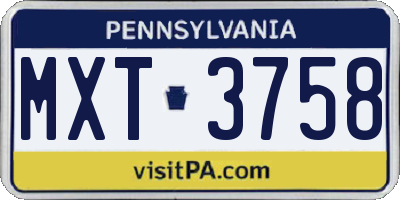 PA license plate MXT3758