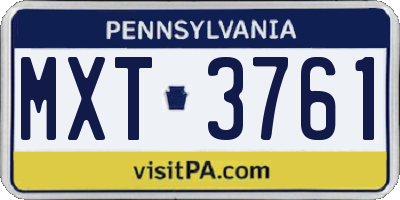 PA license plate MXT3761