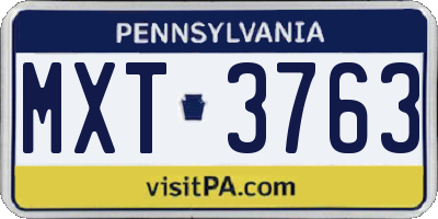 PA license plate MXT3763