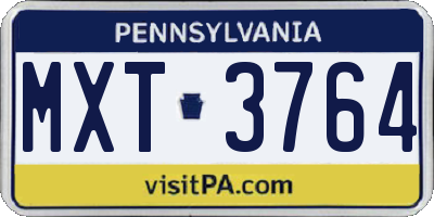 PA license plate MXT3764