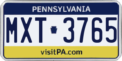 PA license plate MXT3765