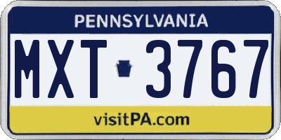 PA license plate MXT3767