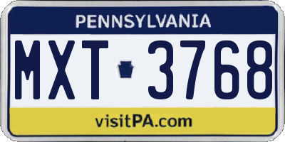 PA license plate MXT3768