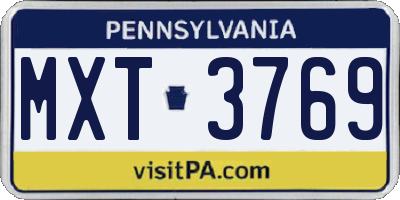 PA license plate MXT3769