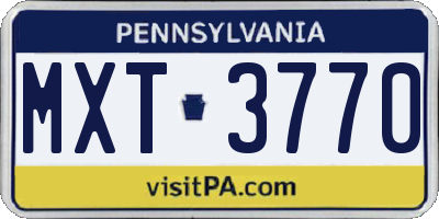 PA license plate MXT3770
