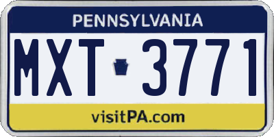 PA license plate MXT3771