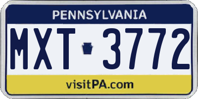 PA license plate MXT3772