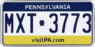PA license plate MXT3773