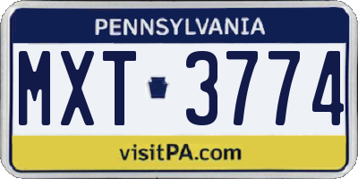 PA license plate MXT3774