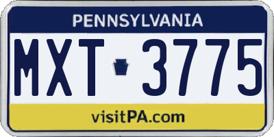 PA license plate MXT3775