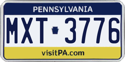 PA license plate MXT3776