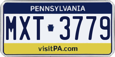 PA license plate MXT3779