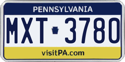 PA license plate MXT3780