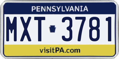 PA license plate MXT3781