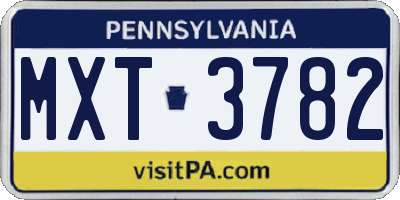 PA license plate MXT3782