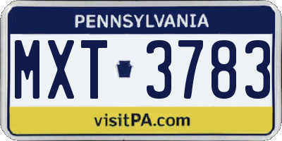 PA license plate MXT3783