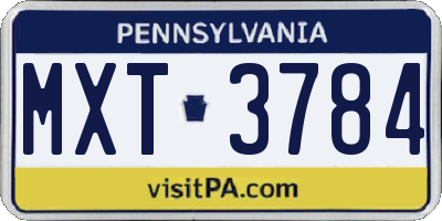 PA license plate MXT3784