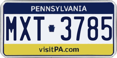 PA license plate MXT3785