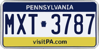PA license plate MXT3787