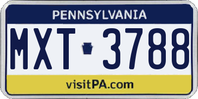 PA license plate MXT3788