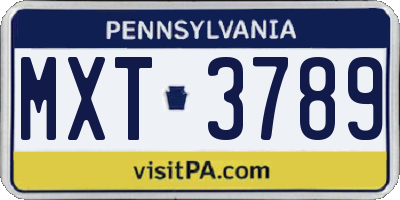 PA license plate MXT3789