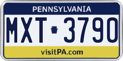 PA license plate MXT3790