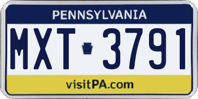 PA license plate MXT3791