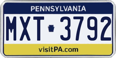 PA license plate MXT3792