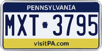PA license plate MXT3795