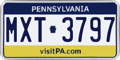 PA license plate MXT3797