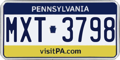 PA license plate MXT3798