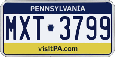PA license plate MXT3799