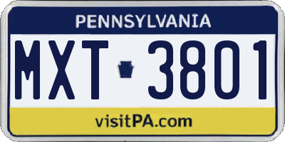 PA license plate MXT3801