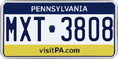 PA license plate MXT3808