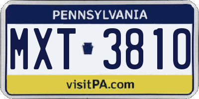 PA license plate MXT3810