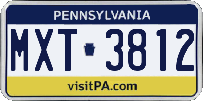 PA license plate MXT3812
