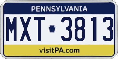 PA license plate MXT3813