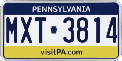 PA license plate MXT3814