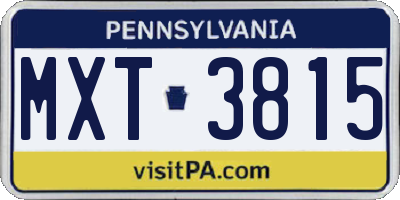 PA license plate MXT3815