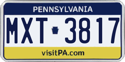 PA license plate MXT3817